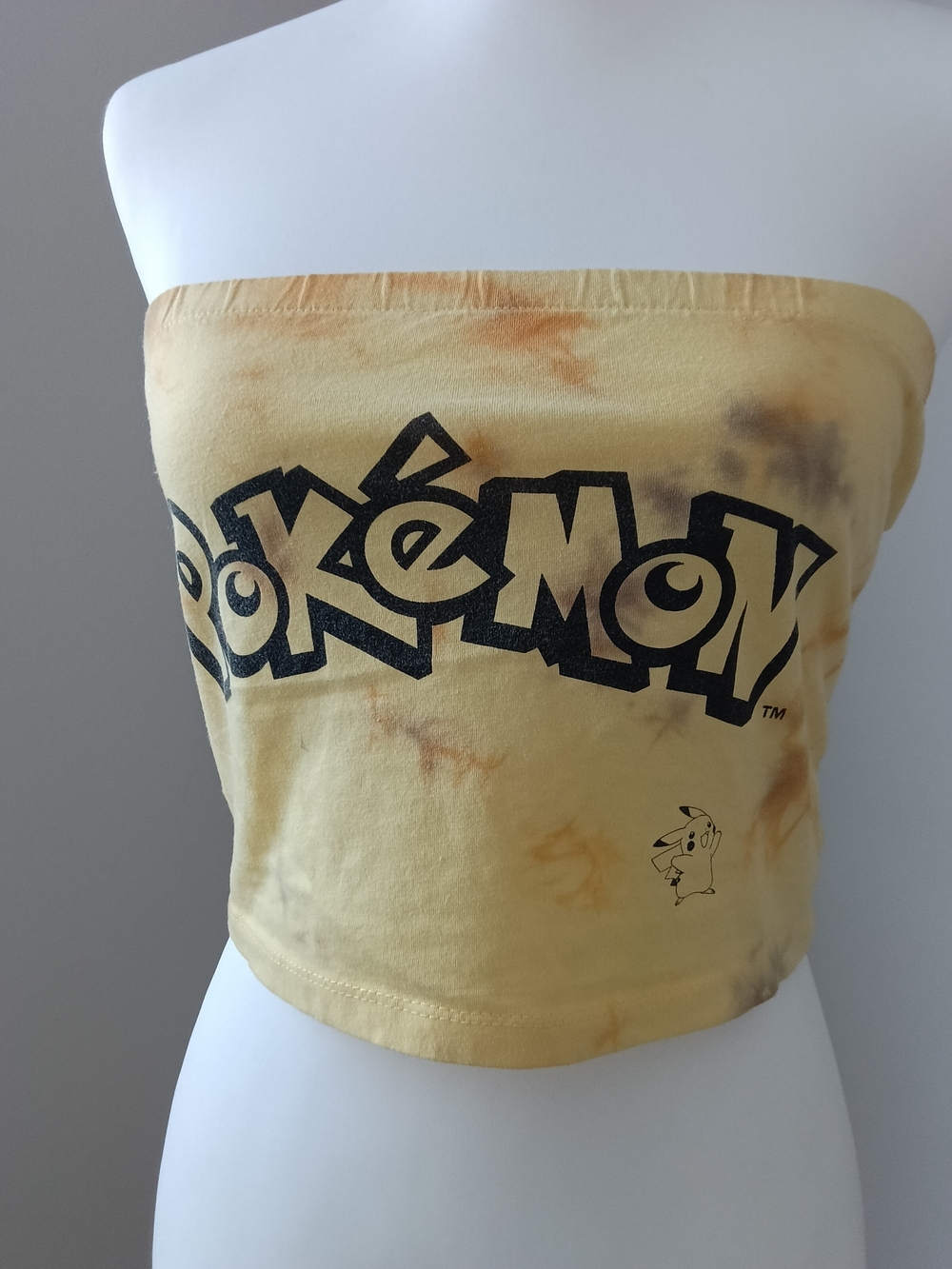 Pokemon Yellow Tie-Dye Tube Top with Black Logo